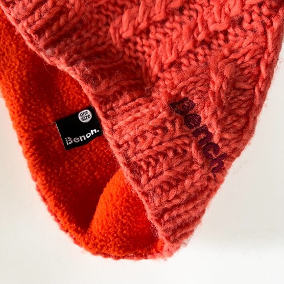 Bench Beanie Cable Knit Hat with Bench Logo Embroidery, Orange - Picture 3 of 6